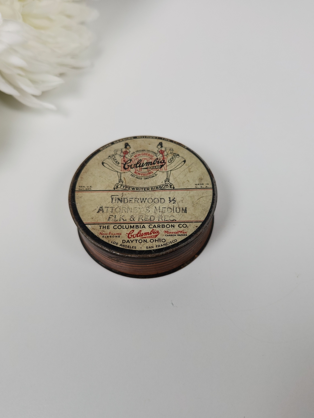 Vintage Columbia Brand Typewriter Tin | Rustic Decor | Collectible Metal Tin